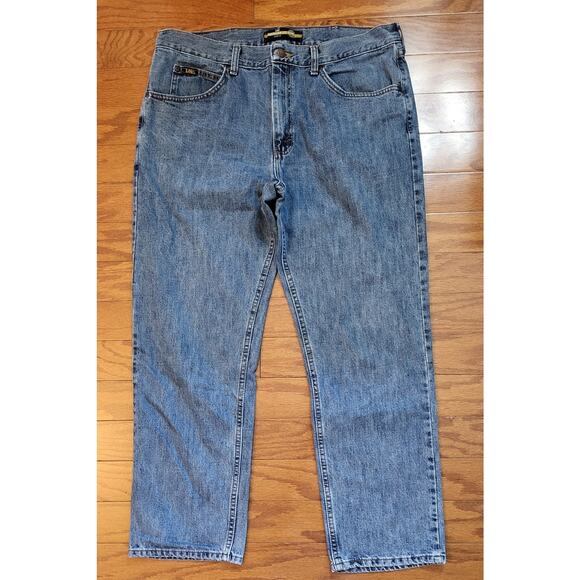 Lee Jeans Men Size (38x29 Actual) Blue Stone Wash Regular Fit Straight Leg Pants - Picture 13 of 13